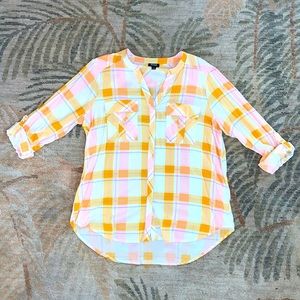 Yellow and Pink Flannel Shirt